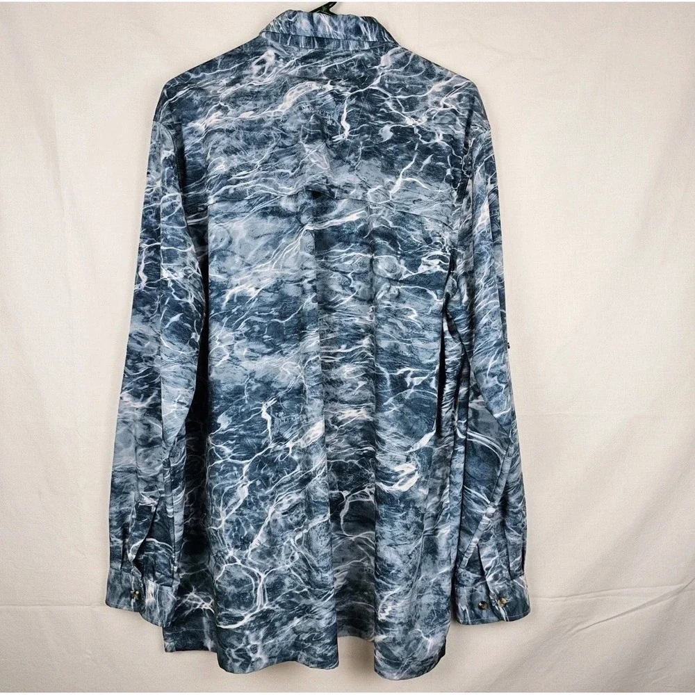 Mossy Oak Elements Long Sleeve Water Camo Fishing Hunting Vented Shirt 2XL‎